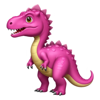 Crea un emoji de un dinosaurio de color rosa, que sea como este 🦖, que sea un tiranosuarus rex sticker