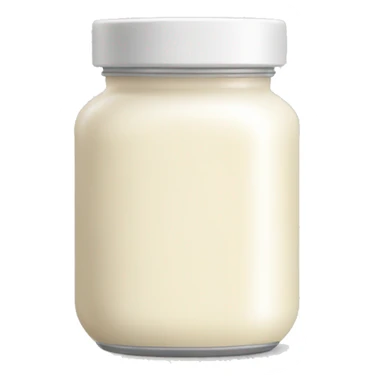 a simple emoji of a small jar of fresh cream. The jar should look like a classic cream container, with a white or light-colored body, a slightly open lid showing smooth, creamy texture inside. Make it cute and minimalistic,  sticker