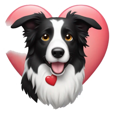 Border collie with a heart sticker