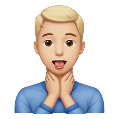 person holding neck crossed hands tongue out sticker