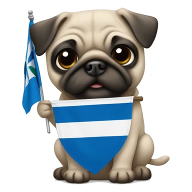 A pug holding Estonian flag  sticker