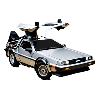 Back to the Future version DeLorean DMC-12 taking off, side view sticker