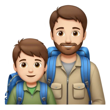 Father and son brow hair happy backpack buddies sticker