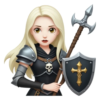 Necromancer girl with sickle and shield sticker