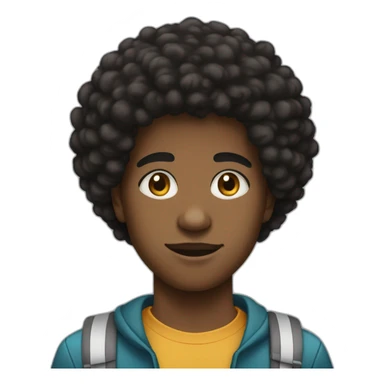young black teen with a freeform afro and a light mustache and small chin hairs sticker