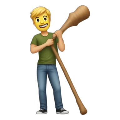 A man holding the big stick of his friend sticker