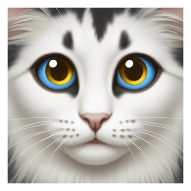 Black and white long haired odd-eyed cat with right eye blue and left eye yellow-brown. Different color eye. sticker