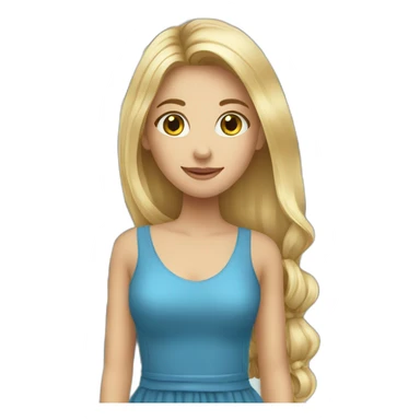 a girl shopping in a blue dress long blond hair out sticker