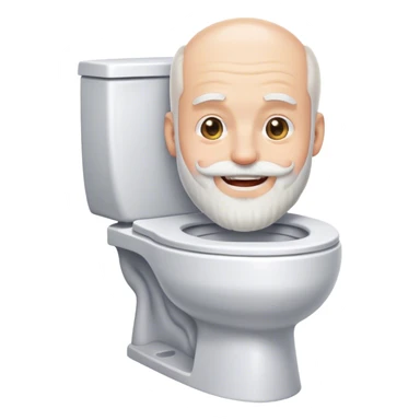 A toilet with a white bearded man’s head sticking out of it, smiling sticker