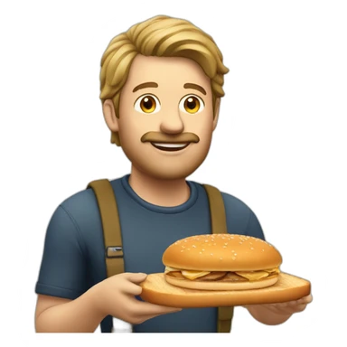 a dutch man eating frikandelbroodje sticker