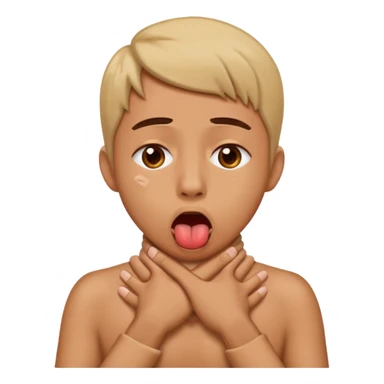criss cross hands around throat choking self emoji tongue out sticker
