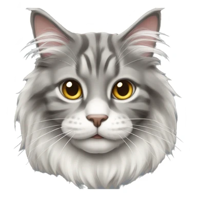 A gray-and-white Maine Coon cat  sticker