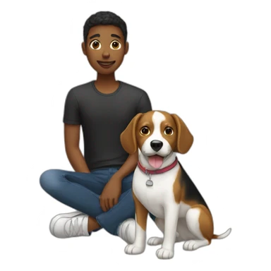 a dog and his owner black together  sticker