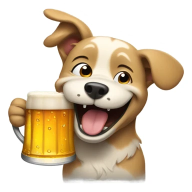 Dog laughing with beer sticker
