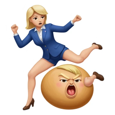 woman kicking donald trump in the testicles sticker