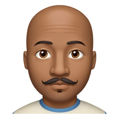 Oxumarê as a 37-year-old bald Black man with smooth oval head, indigenous facial features, mustache with goatee (no facial hair on sides of face), contour from chin to lips, and a mole on left side below lip sticker