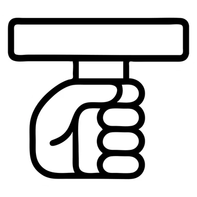 hand holding a long rectangle no handle outlined icon minimal style transparent background sticker