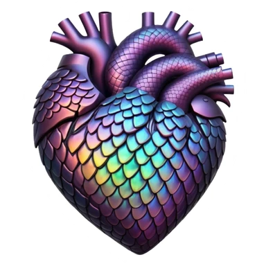dark warm iridescent scaley heart symbol  sticker