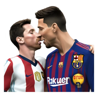 Ronaldo kissing messi sticker