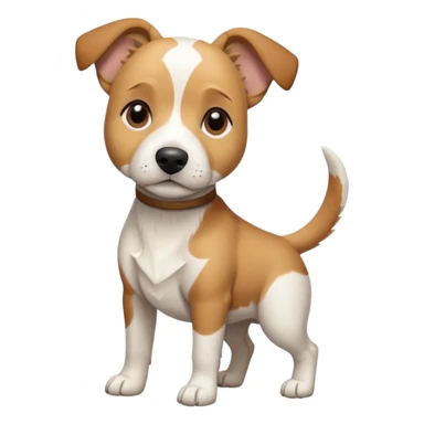 a full body facing front on of a buff white beagle cross jack russell terrier looking dog the size of a kelpie with light brown long ears resting on its face and a light brown patch above one eye and a large snout. the rest of the dog is completely white.  sticker