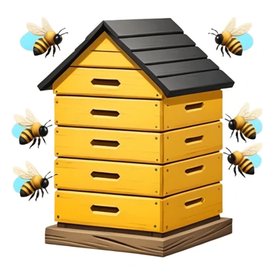 hands shake the bee hive with bees escaping sticker