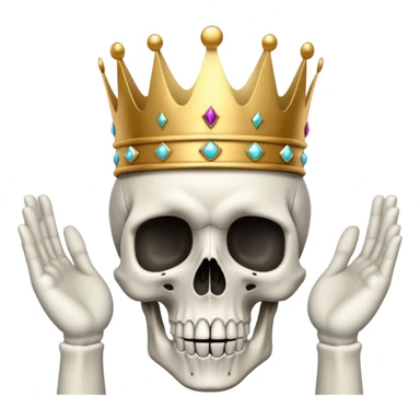 shocked skull with crown, hands raised to head in disbelief sticker