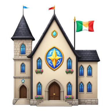 magic school, with a flag, flag on a top sticker