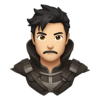 Kawai face men with dark hair with a sauvage in the mouth sticker