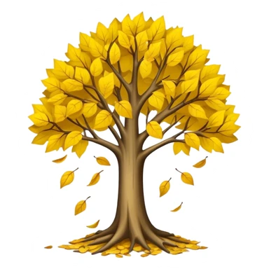 tree with poor low  leaves releasing  old yellow leaves  sticker