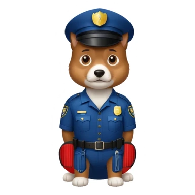 A dog dressed as a police officer, looking serious and observant sticker