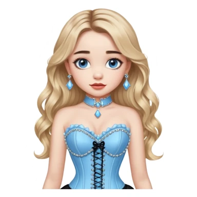 sabrina carpenter's 2025 grammy baby blue corset with rhinestone jewelry   sticker