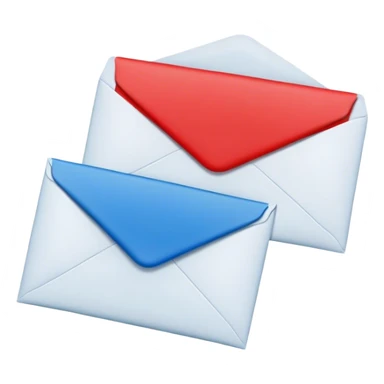 two square separate envelopes red and blue sticker
