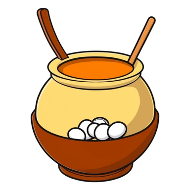 brown earthen matka pot filled with white rasgulla sweets sticker
