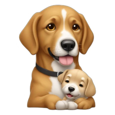 Un coeur avec un chien qui fais un calin sticker