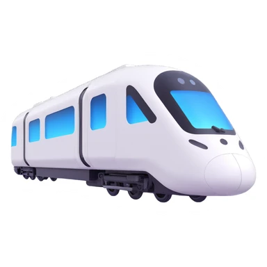 futuristic white train, microsoft fluent emoji style sticker