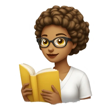 menina de óculos branco lendo um livro de capa amarela sticker