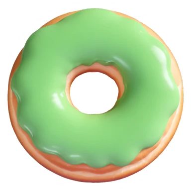 donut with bright green cream glaze, top view, shiny and appetizing, no text sticker