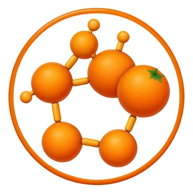 orange with vitamin C molecule sticker