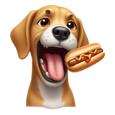 Crazy dog eating a hotdog sticker