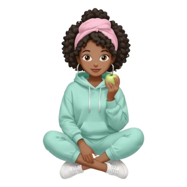 Black girl, clean girl aesthetic, 4C curly hair in a puff, pastel hoodie, white sneakers, minimal jewelry, soft smile, cozy vibe, bright colors, Apple-style skincare routine     White face mask + towel on my head = self care time. sticker