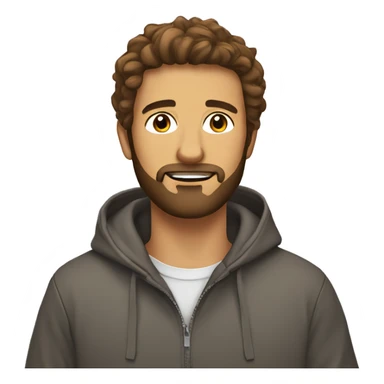 Brown haired Guy with beard wearing a hoddie lion in backround sticker