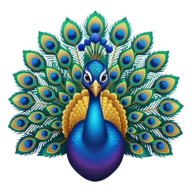 i want a peacock, multiple colors, relatively abstract, bright gradient. art deco style sticker