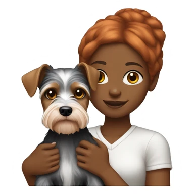 Black girl with ginger hair holding mini schnauzer dog  sticker