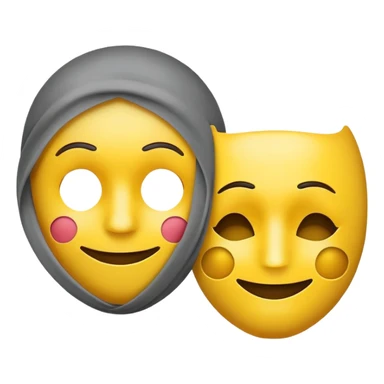 Sad emoji holding a mask of a happy emoji  sticker