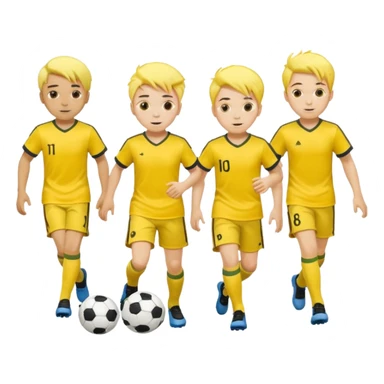 boys play soccer in yellow dress, yellow shrits, yellgow socks. others colors hair sticker