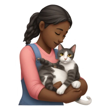 girl petting cat sticker