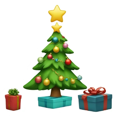 christmas tree with a smiley face with presents  sticker