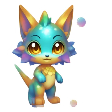 a anthro chibi-style colorful gradient-shiny gem-sparkle-Fakémon-hybrid full body sticker