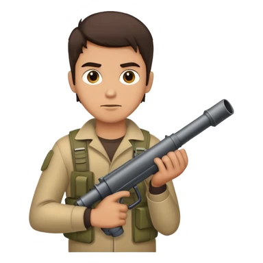 medium skin tone guy with darker hair holding a bazooka sticker