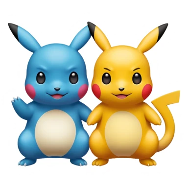 2 friendly pokemans helping each other  sticker